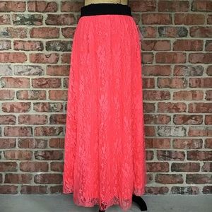 LuLaRoe Lucy Skirt Hot Pink Lace XS 2-4 New With Tags